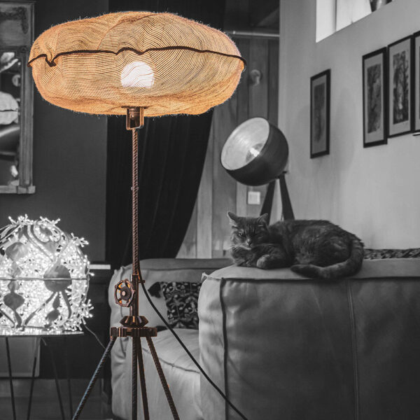 NUAGE - Jute - Lampe trépieds abat-jour jute